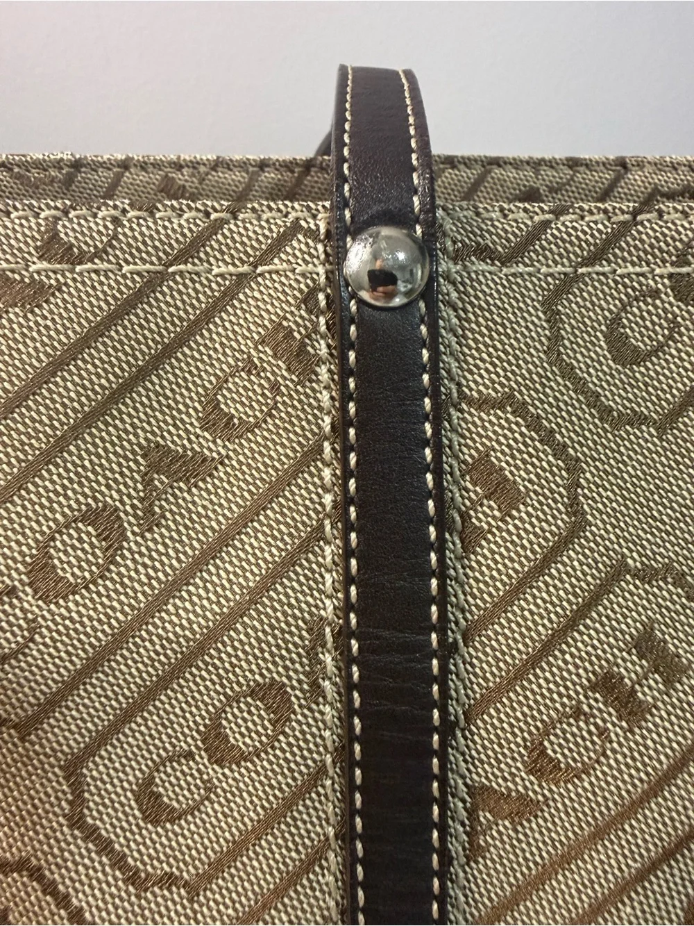 Coach Lozenge Beige and Brown Tote Bag